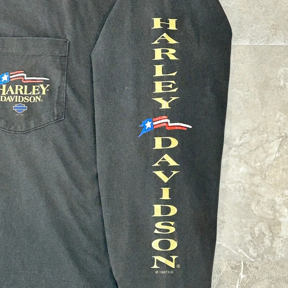 90s Vintage Harley Davidson Graphic Tee Men 2XL Long Sleeve Hit Distressed Faded